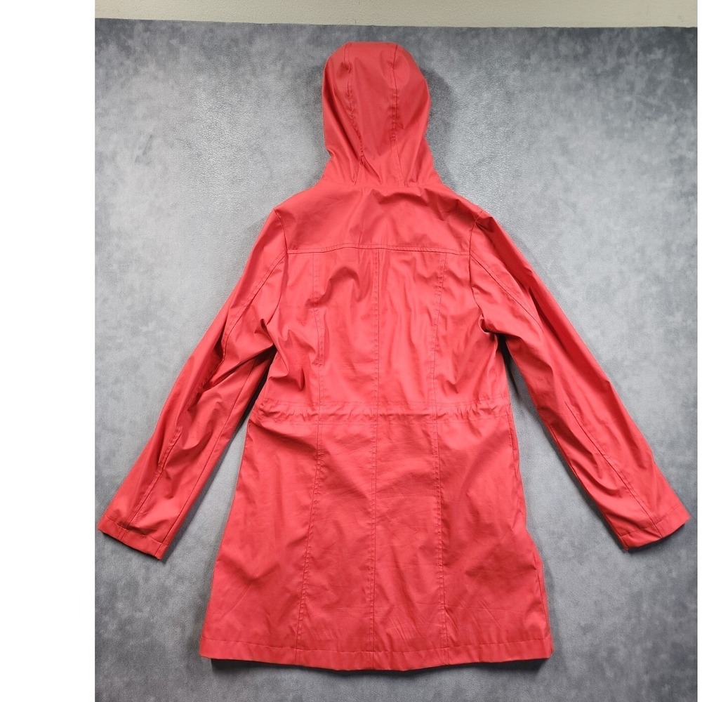 ModCloth Rain Jacket Womens XS Red Hooded Raindrop Lining Anorak Coat - Picture 2 of 7
